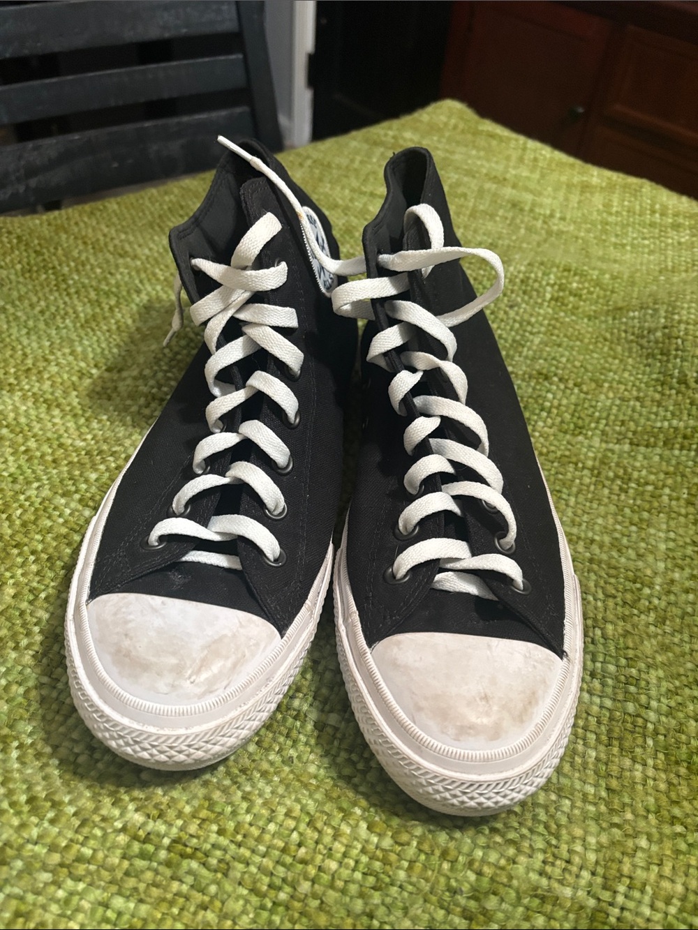 Men's Black High-Top Canvas Sneakers with White Trim